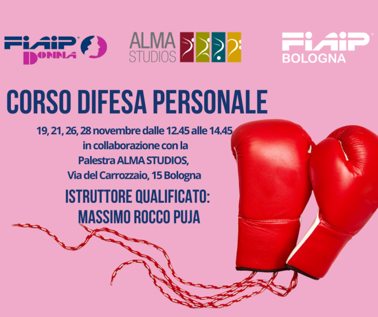 Scopri di più sull'articolo FIAIP DONNA – BOLOGNA 19 – 21 -26-28/11/24 | Corso sulla difesa personale